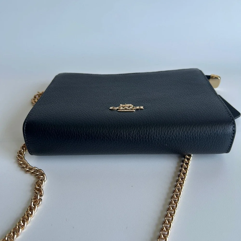 Coach Slim Crossbody CR238 Black Pebbled Leather Bag Excellent